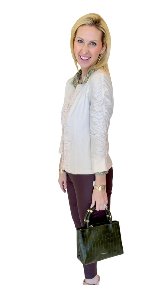 Clara Sunwoo Ruched Zip Jacket Ivory