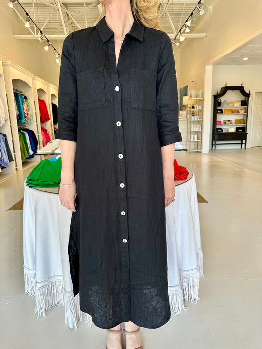 Esqualo Black Long Linen Dress