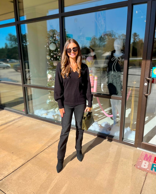 Just Black Denim High Rise Soft Stretchy Straight Jeans-Black