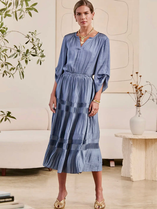 Current Air long blue satin dress