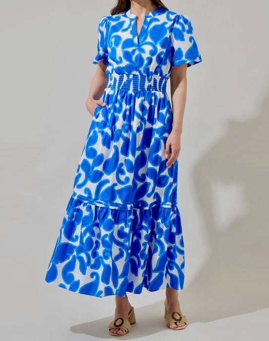 EAB Favorites Blue Floral Cotton Poplin Maxi dress