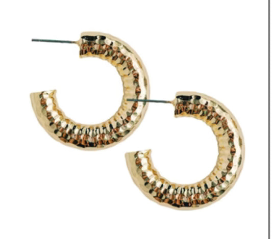 EAB Favorites Hammered Gold Hoops