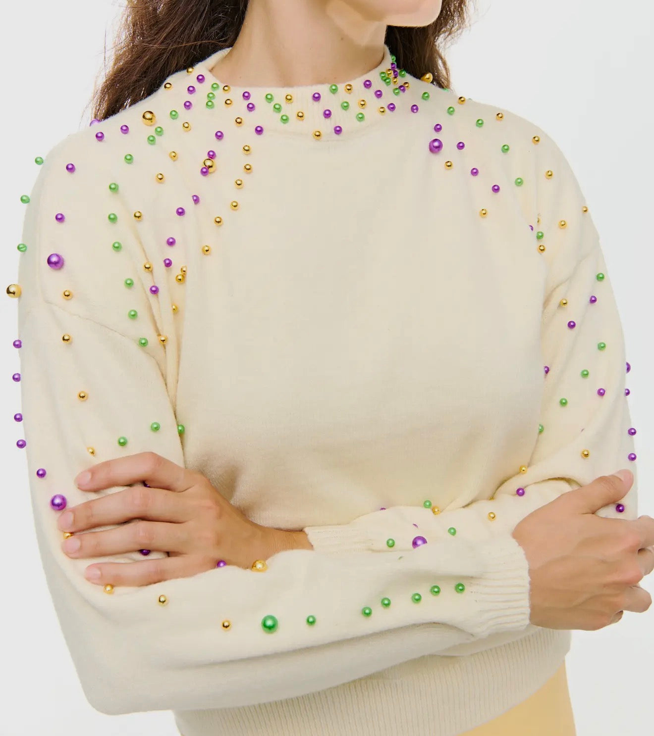 Mardi Gras Pearl Sweater