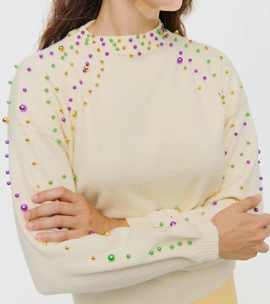 Mardi Gras Pearl Sweater