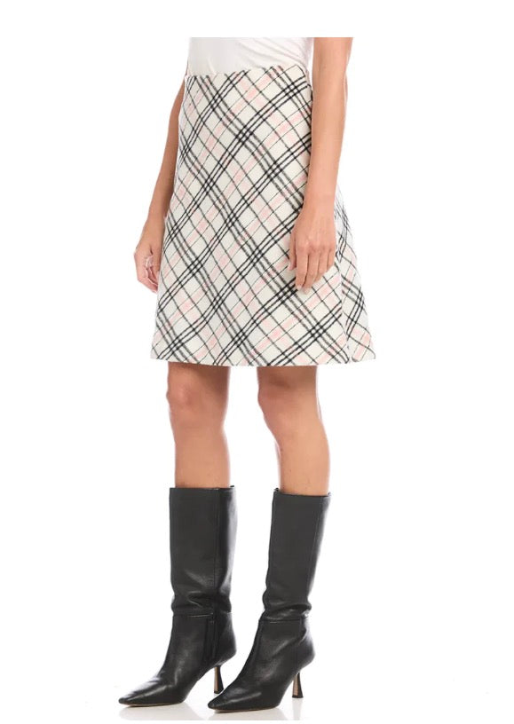Karen Kane Think Pink Plaid Skirt