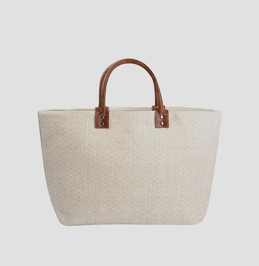 Large Straw Tote with Handles