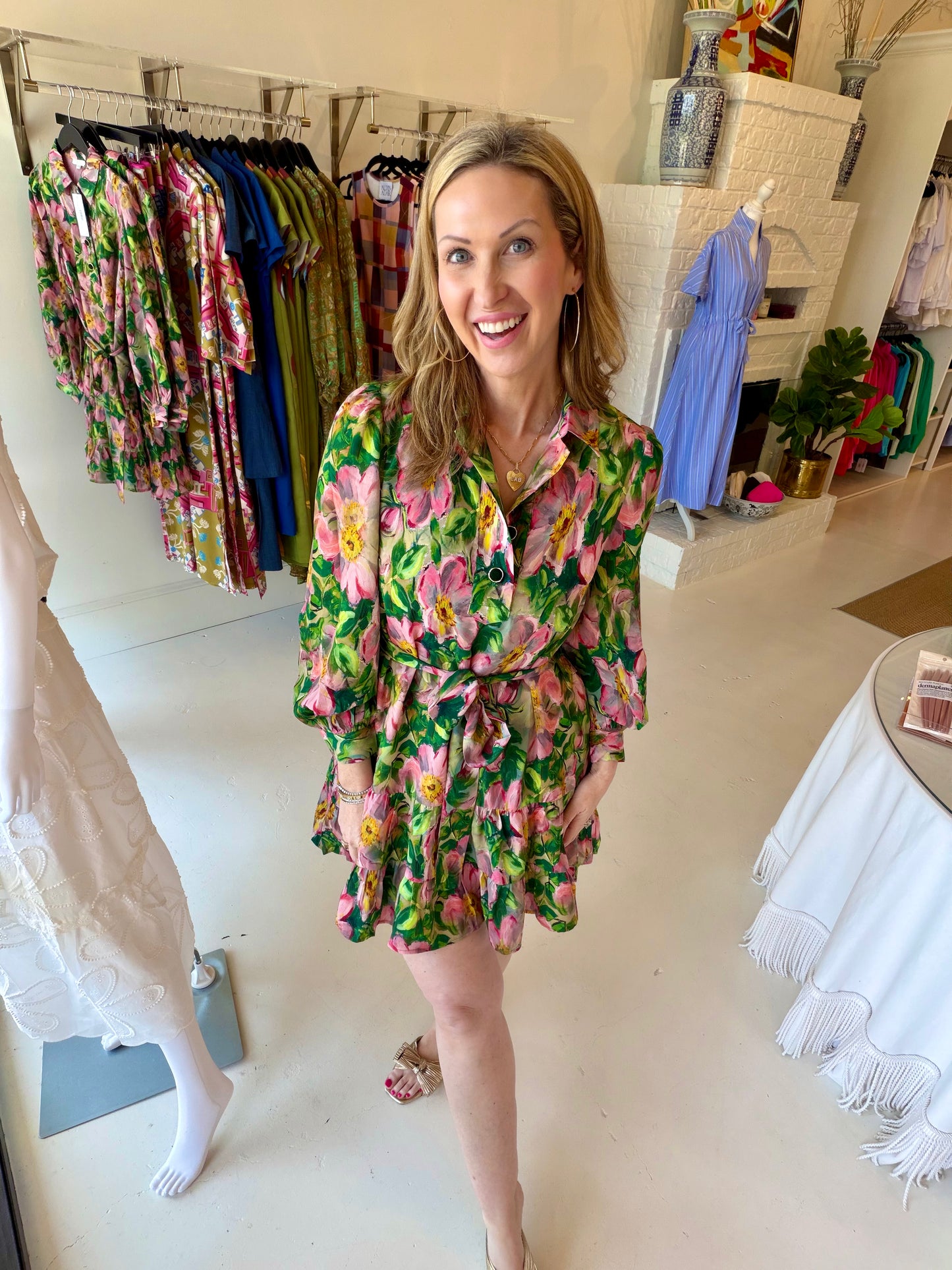 Jade Placket Collar Dress - Golden Magnolia