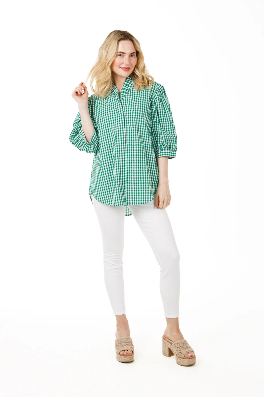 Holly Shae Laura Top - Green & White Gingham