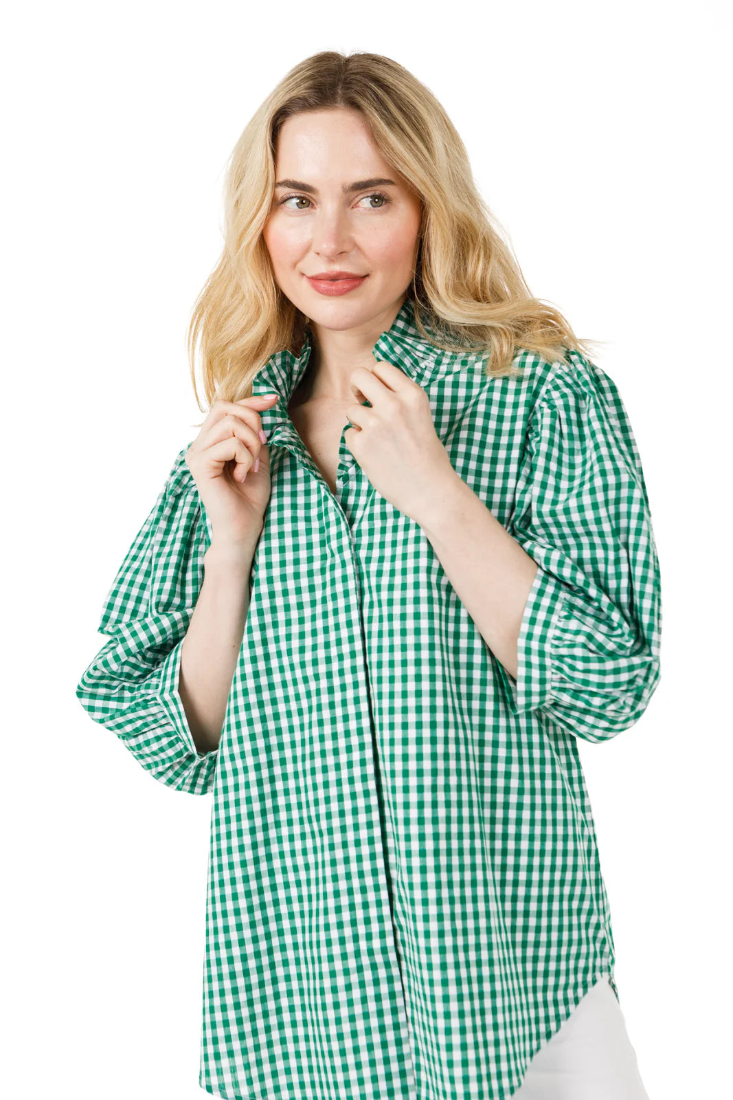 Holly Shae Laura Top - Green & White Gingham
