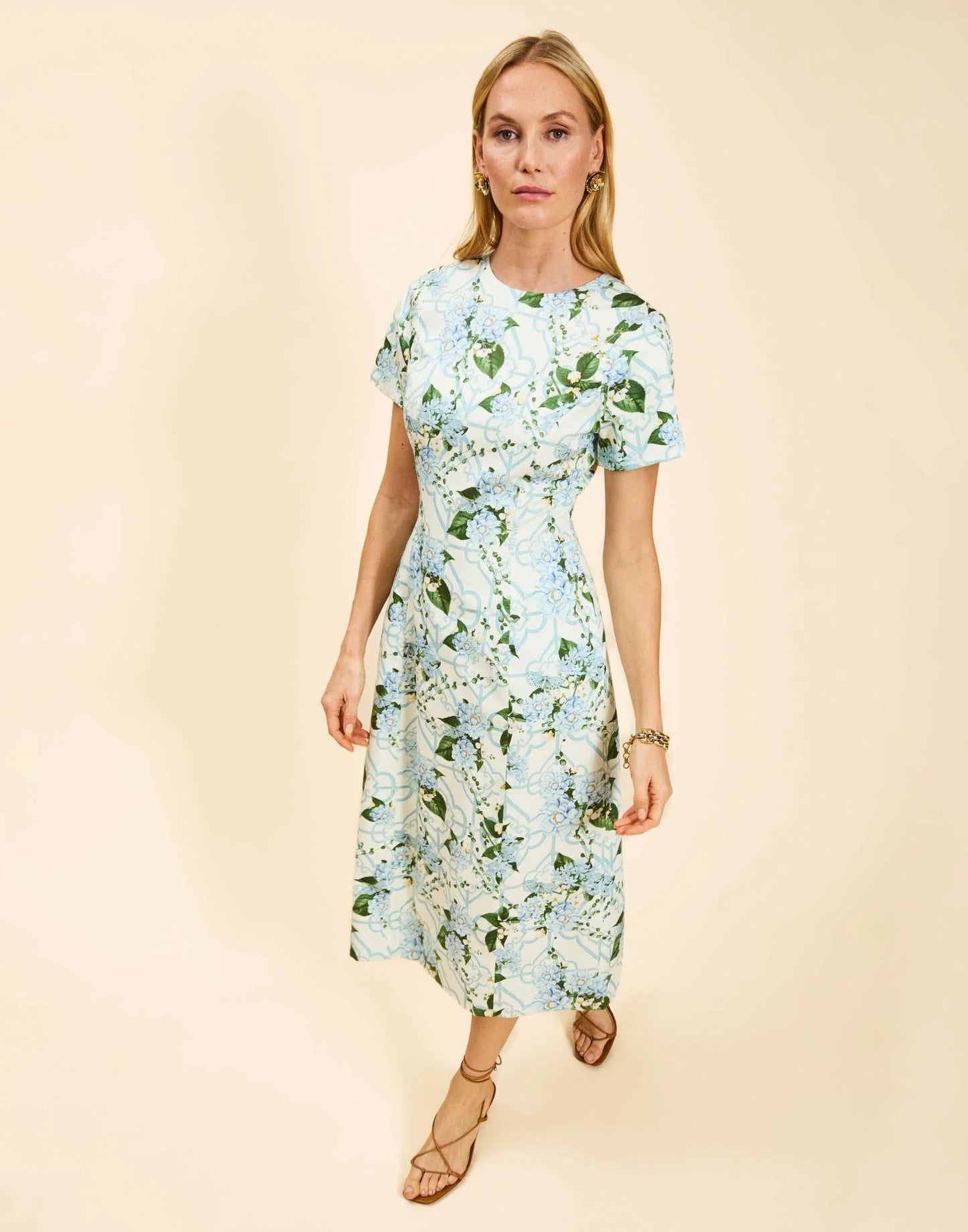 Mestiza Hampton Convertible Midi Dress - Quatrefoil Blue