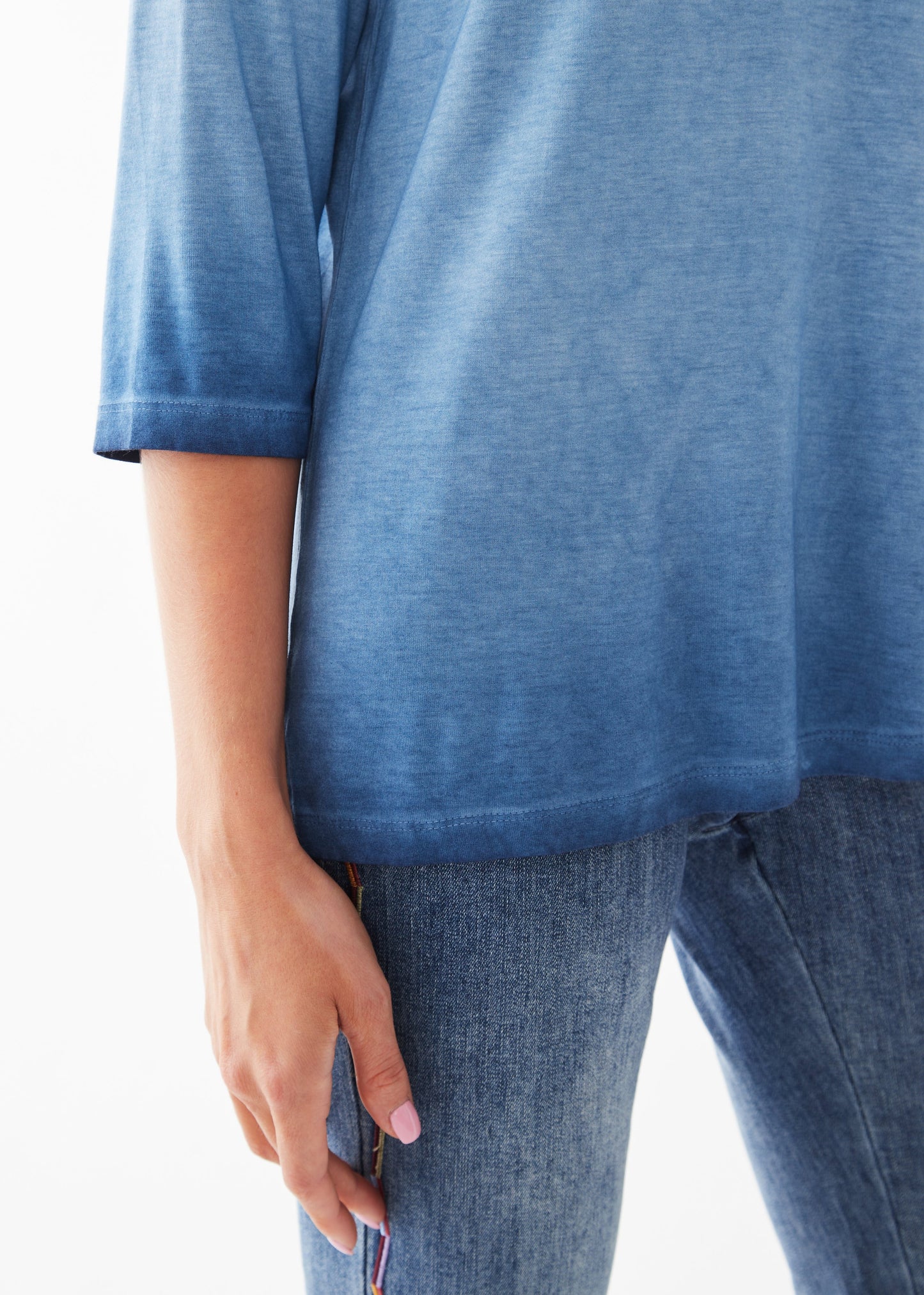 FDJ 3/4 Sleeve V Neck Top - Cool Blue