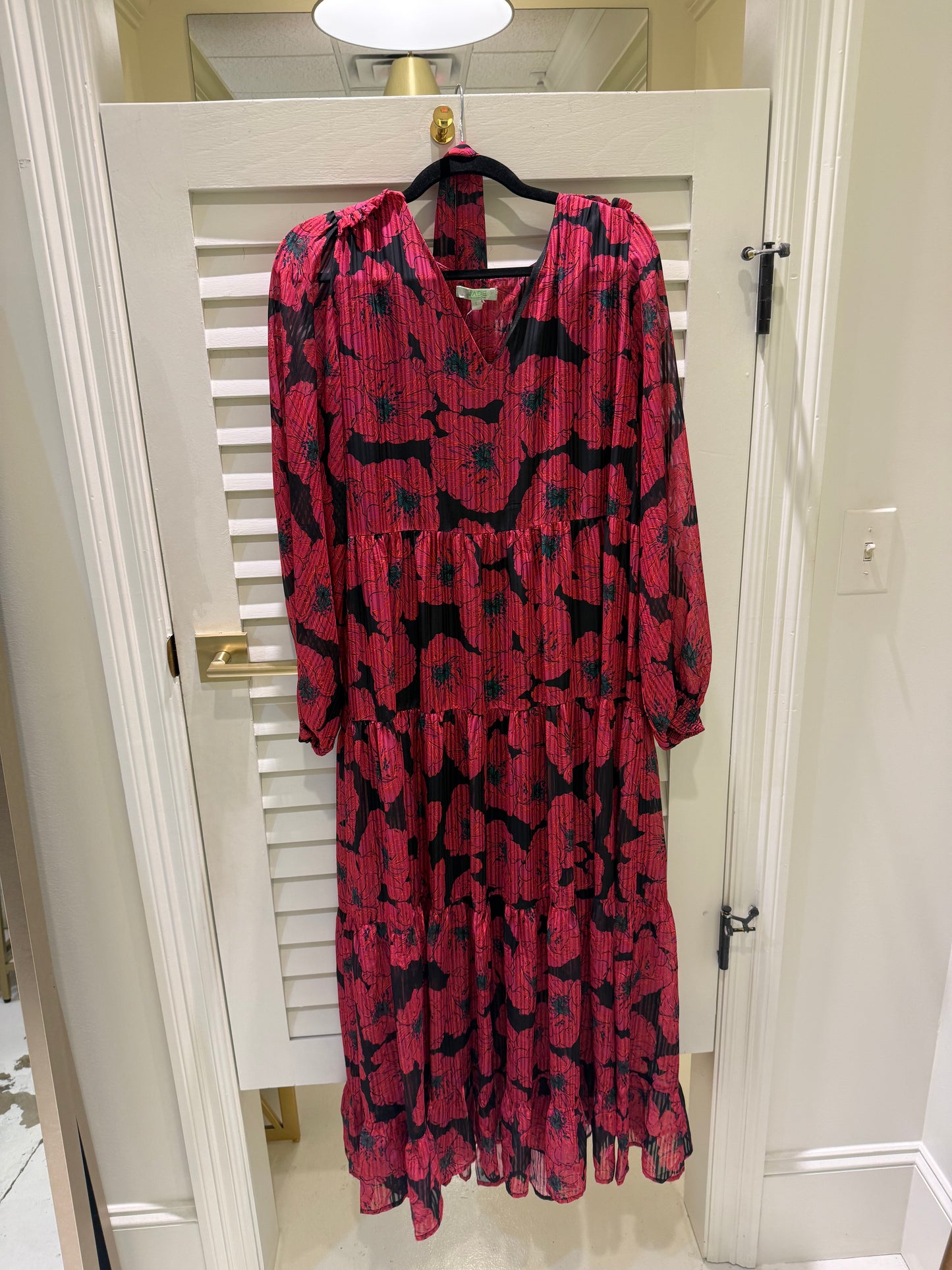 Jade Pink Flower Tiered Maxi Dress
