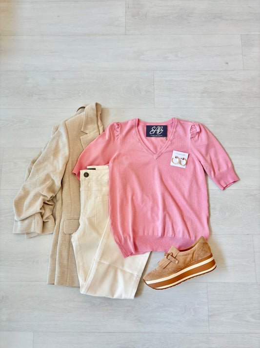 Esqualo Short Sleeve V-Neck Sweater