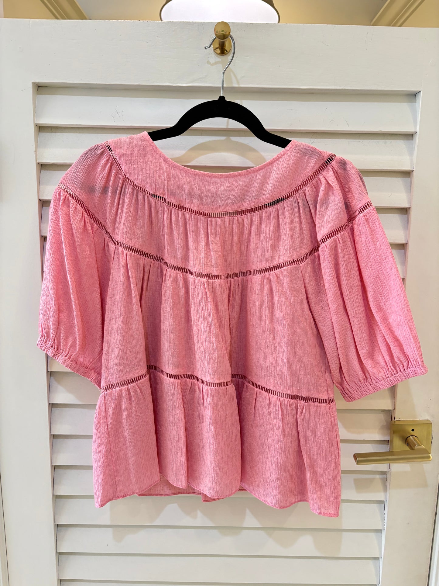 Joy Joy Pink Trimmed Tiered Swing Top