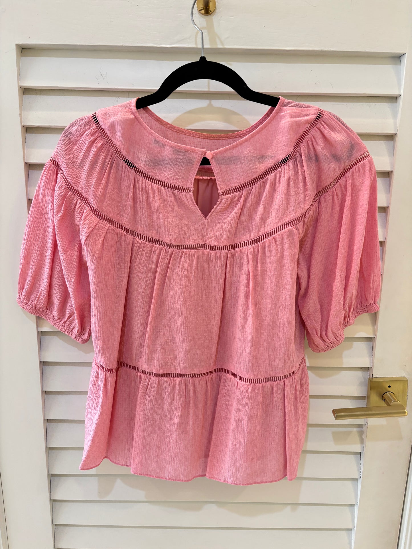 Joy Joy Pink Trimmed Tiered Swing Top