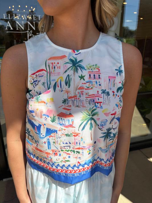 Joy Joy Back Zip Sleeveless Top - Seaside Village