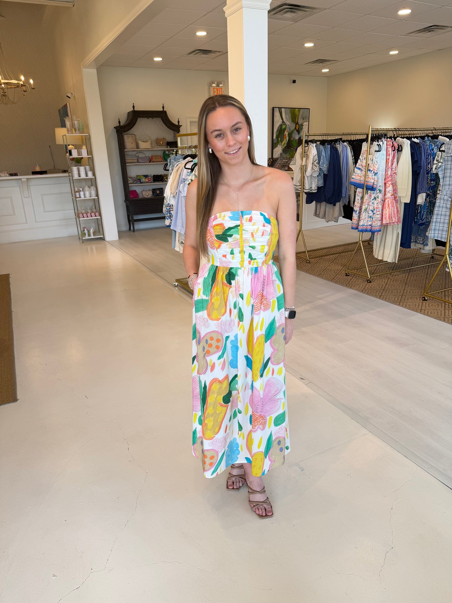 Joy Joy Gathers Tube Dress - Garden Art