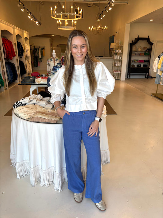 KUT Meg High Rise Wide Straight Leg - Cornflower