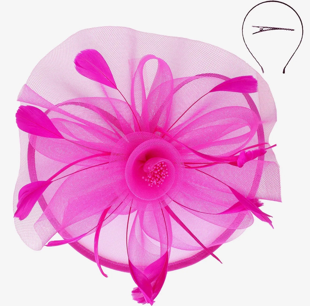 Floral Organza Mesh Ribbon Fascinator