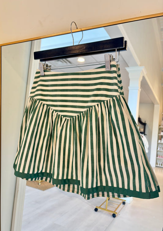Joy Joy A-Line Mini Skort - Green Stripe