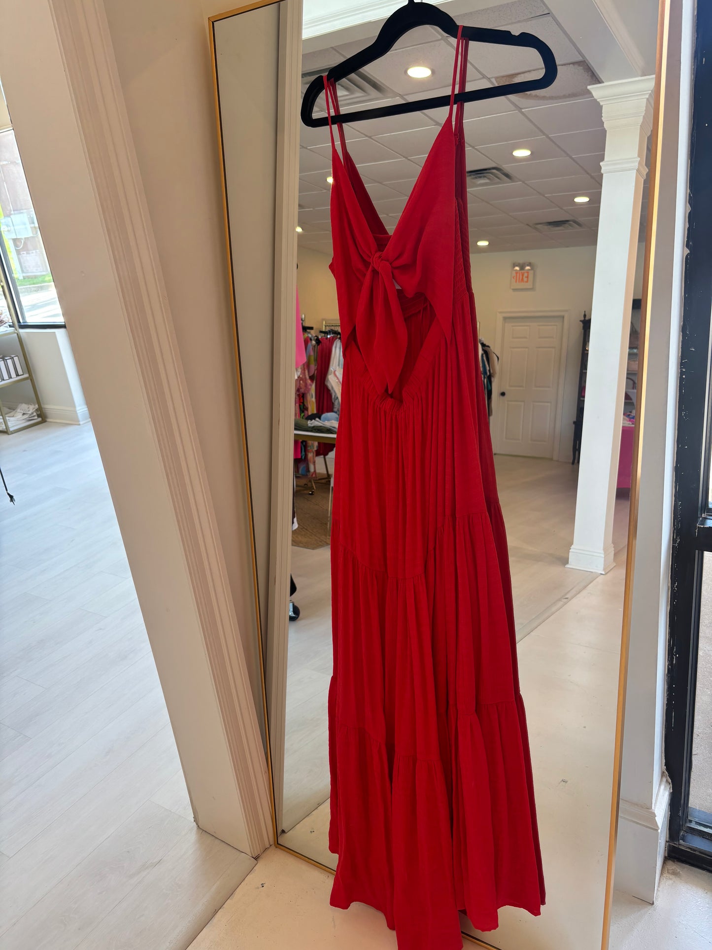 EAB Favorites Textured Woven Red Maxi Dress