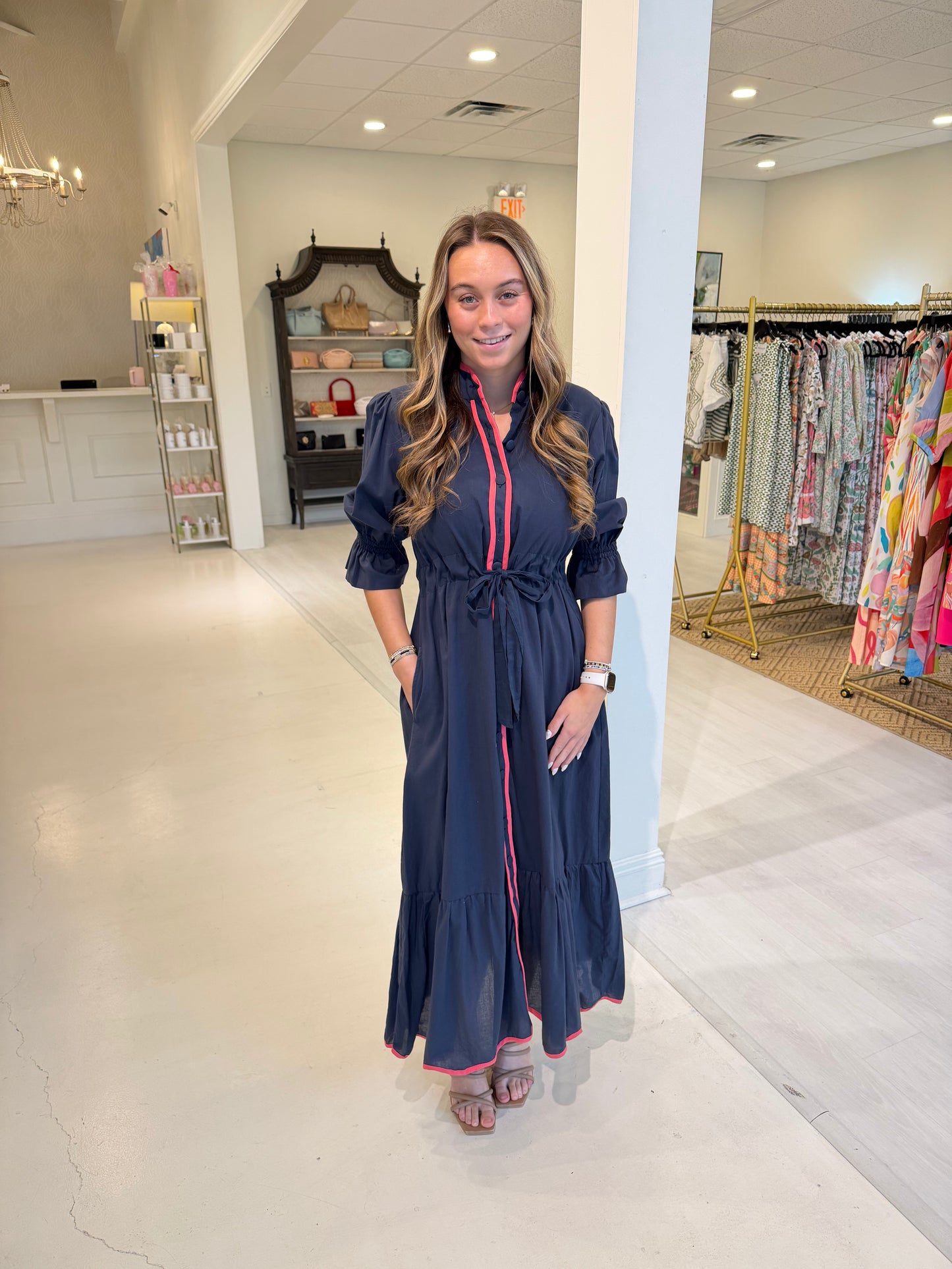 Holly Shae Midi Dress - Navy (MISSING BUTTON)