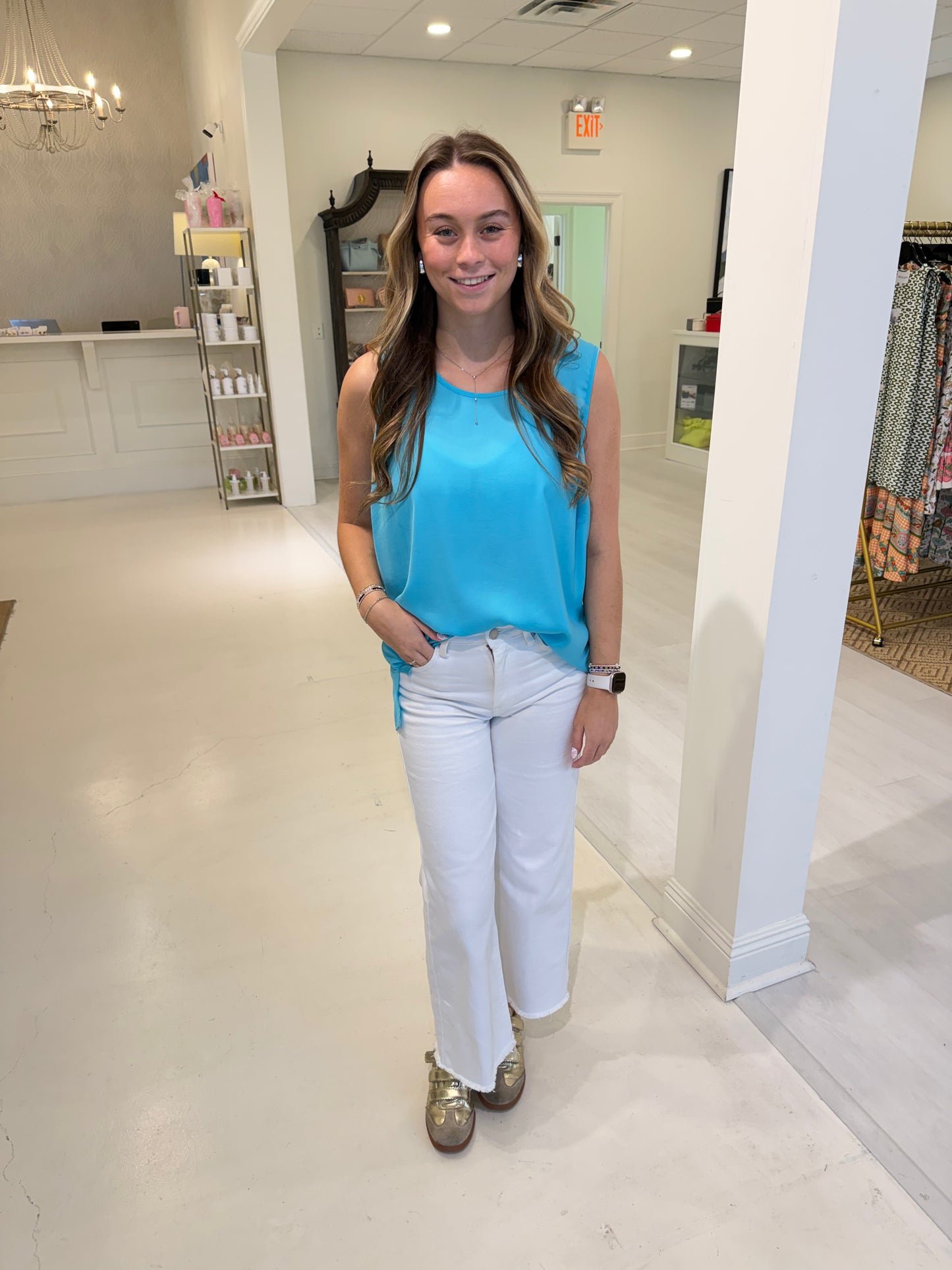 Renuar Woven Tank Top Turquoise