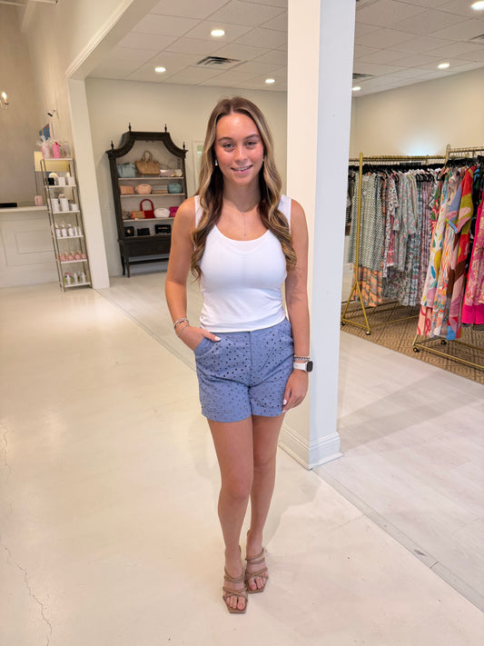 Grace and Mila Blue Lace Shorts