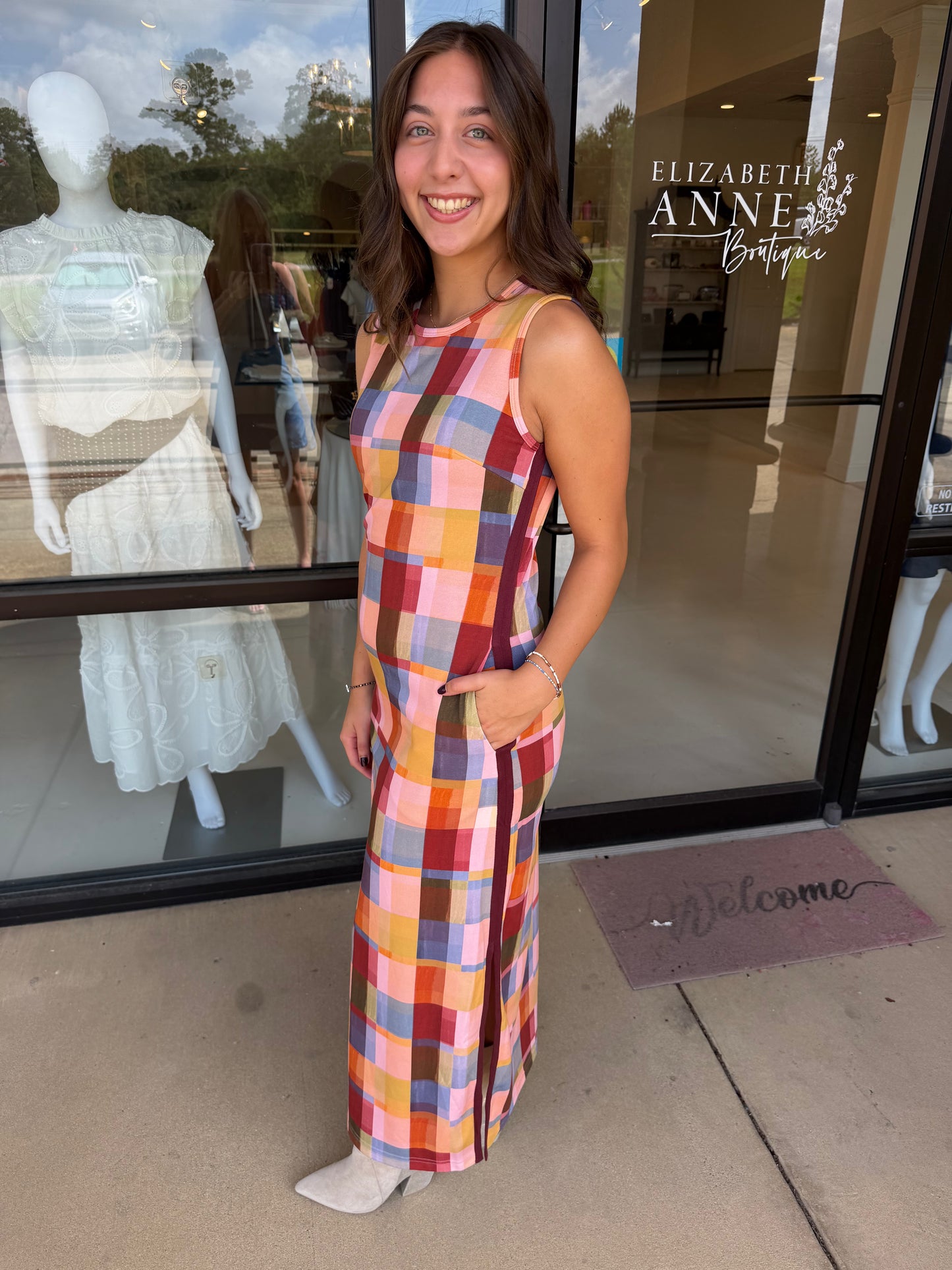 Alden Adair Berkley Dress - Terracotta Checks