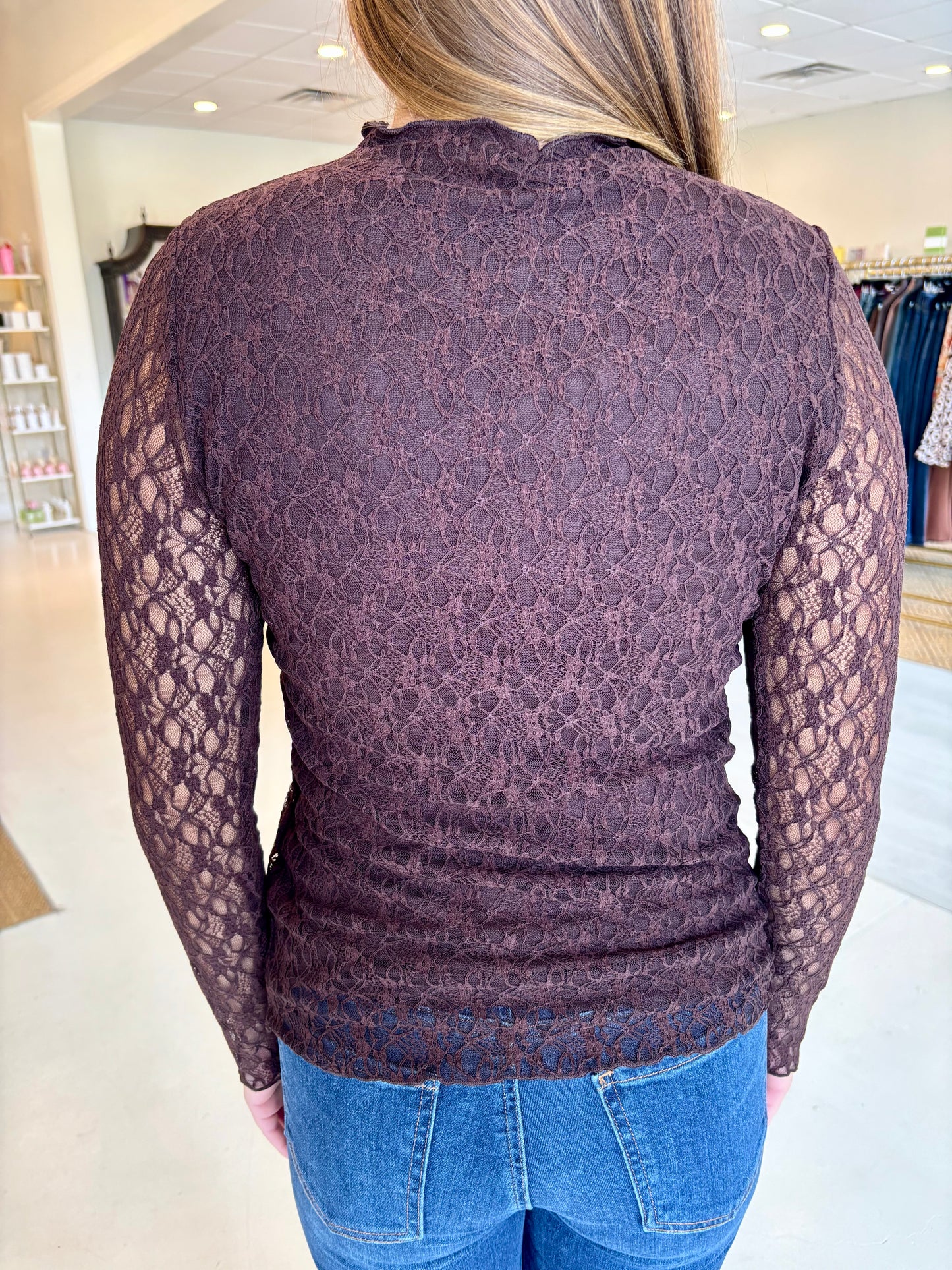 Esqualo Lace Top - Cacao