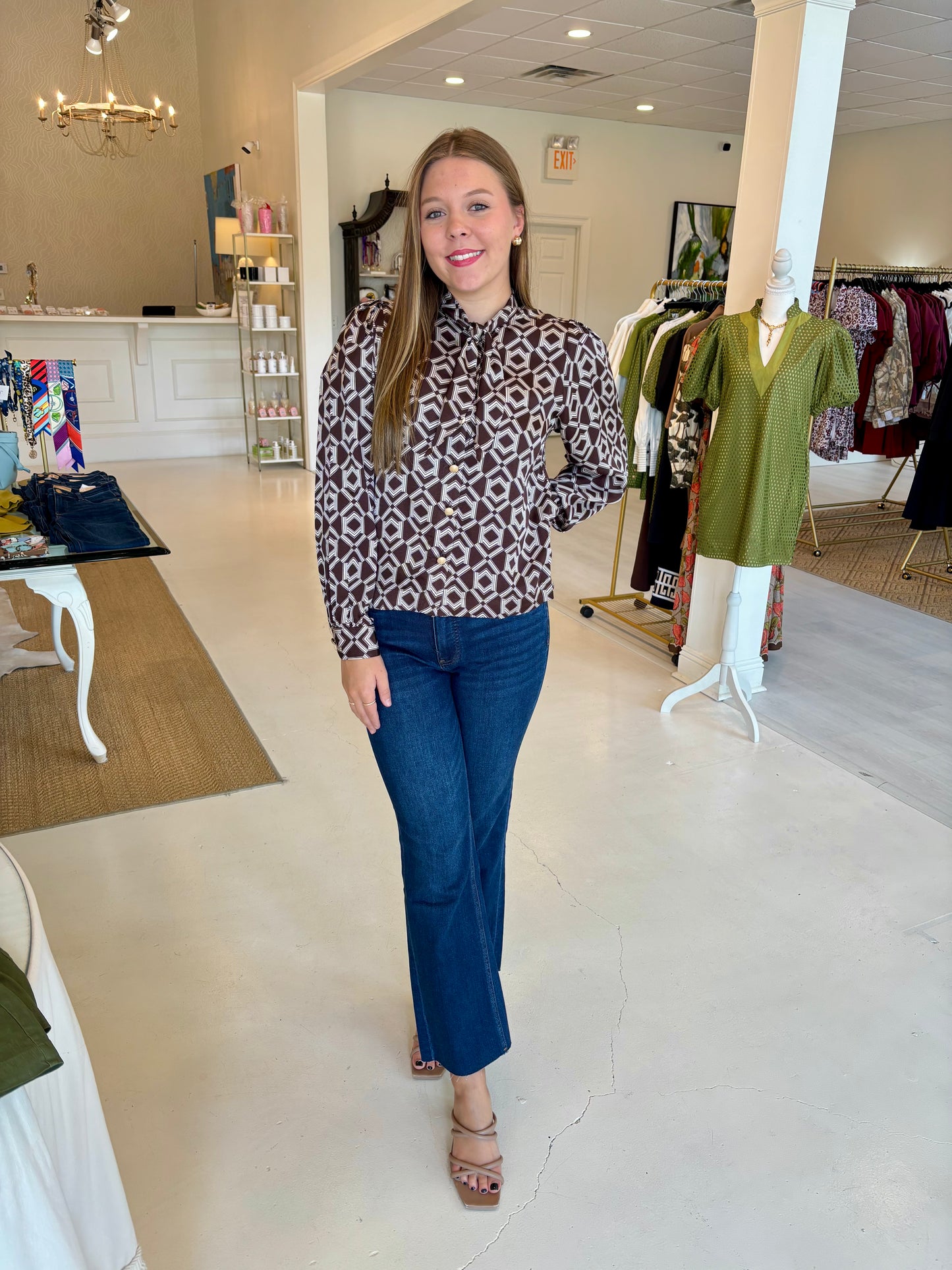 Esqualo Blouse with Bow - Warm Cacao