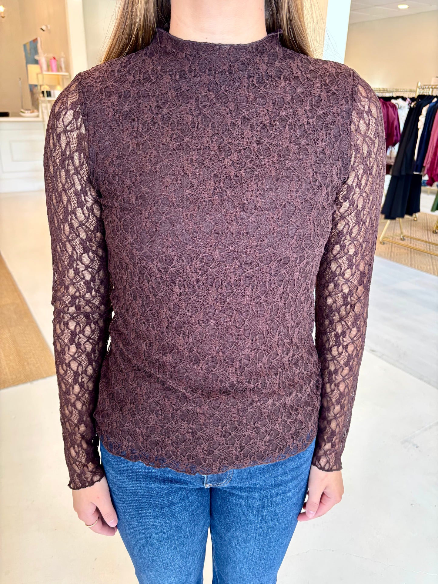 Esqualo Lace Top - Cacao