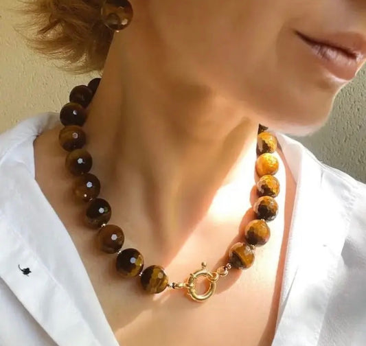 EAB Favorites Tiger Eye Stone Necklace- Amber