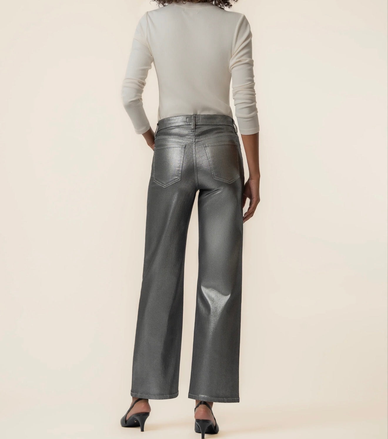 KUT Charlotte High Rise Wide Leg- Matte Silver