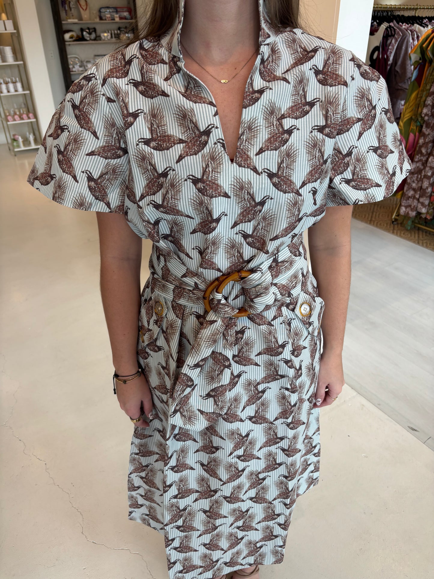 Holly Shae Gretchen Dress - Field & Quail Brown on Green