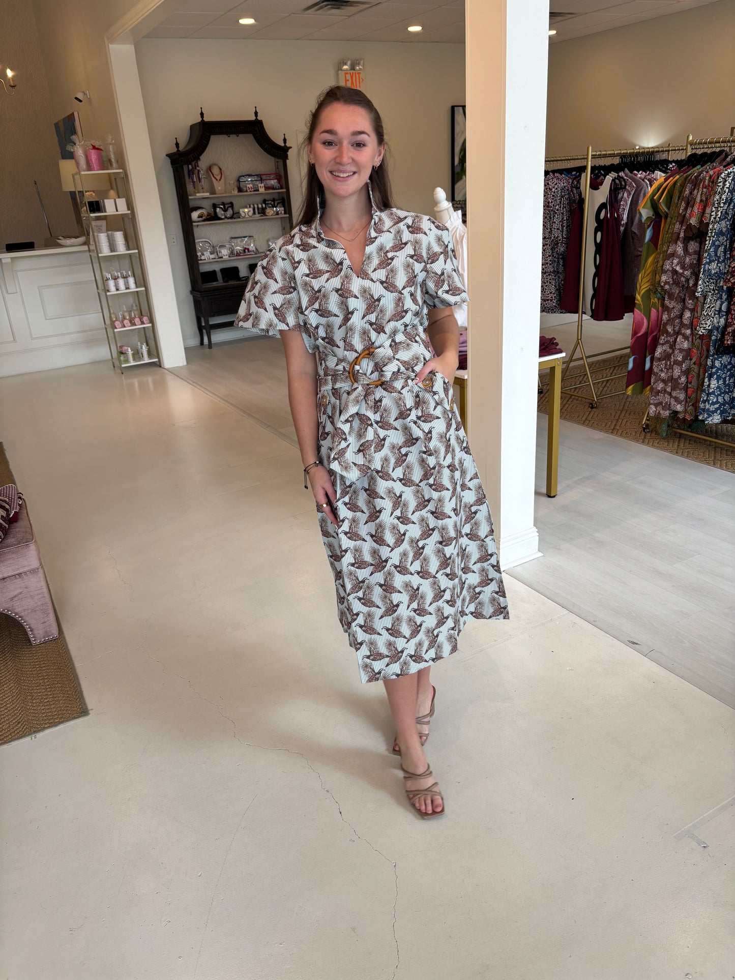 Holly Shae Gretchen Dress - Field & Quail Brown on Green