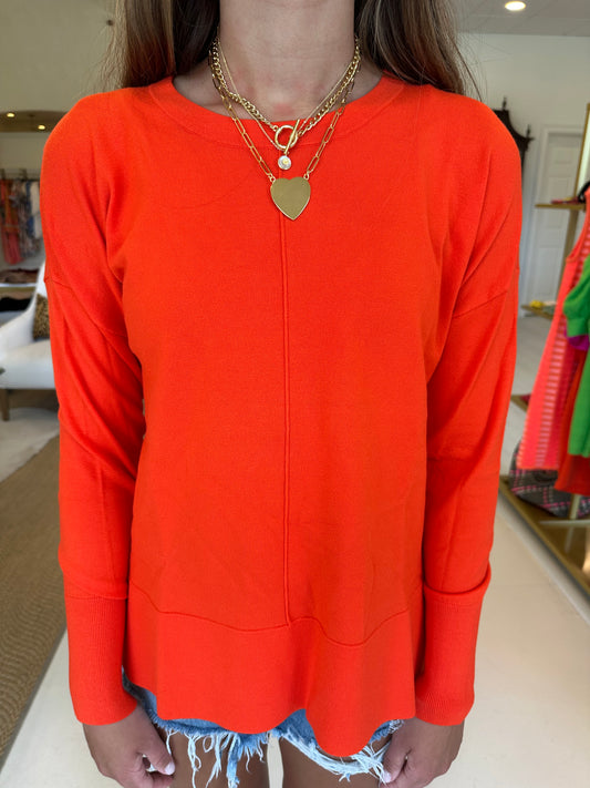 J. Society Boxy Crewneck Sweater - Orange