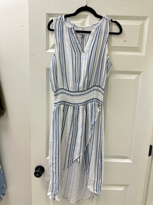 Red Haute Gauze blue and white striped dress