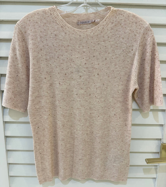 Esqualo Ribbed Rhinestone Top