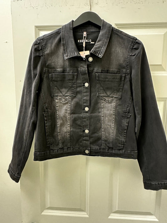 Washed black denim jacket