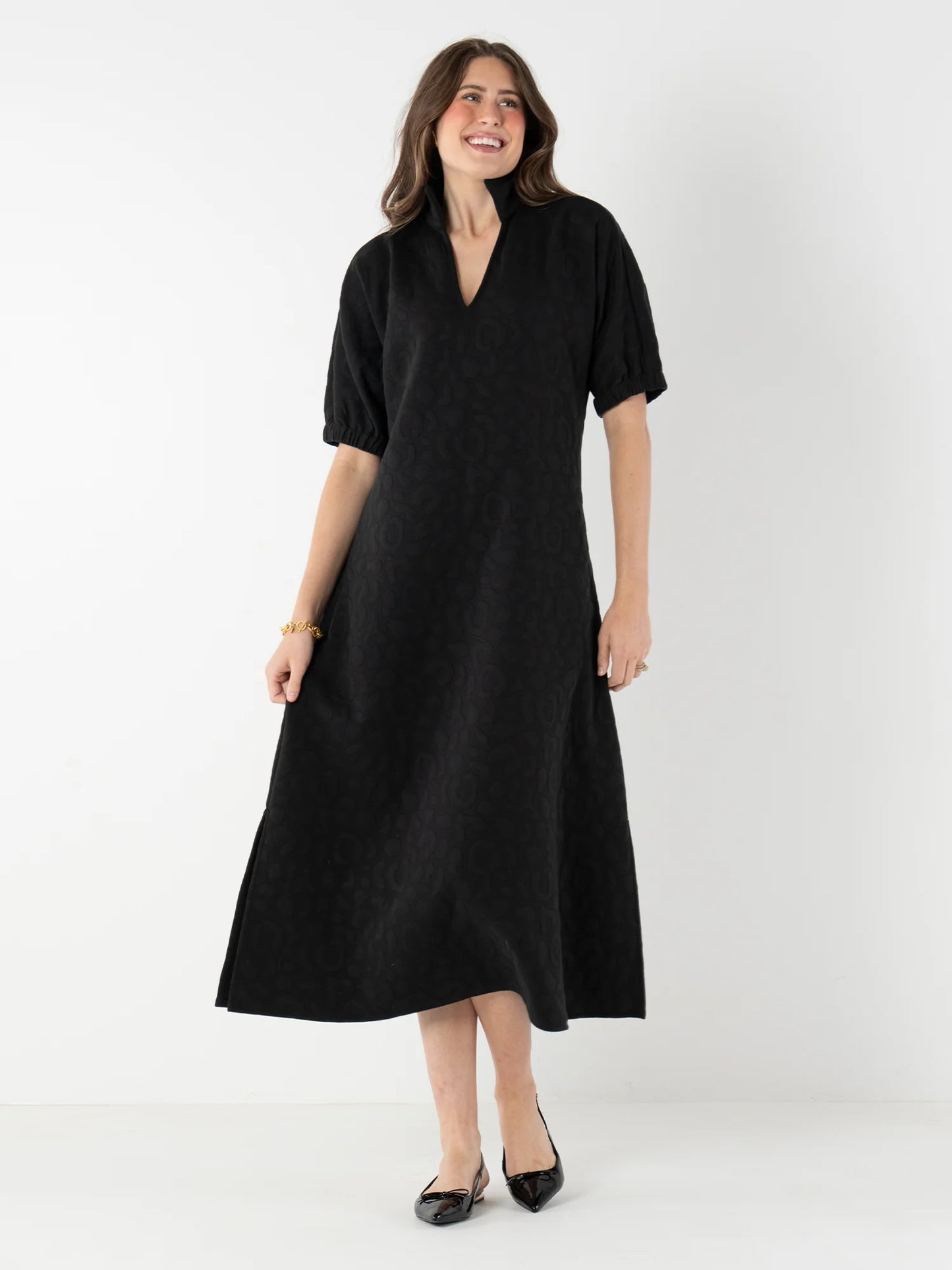Emily McCarthy Black Cheetah Maxi dress