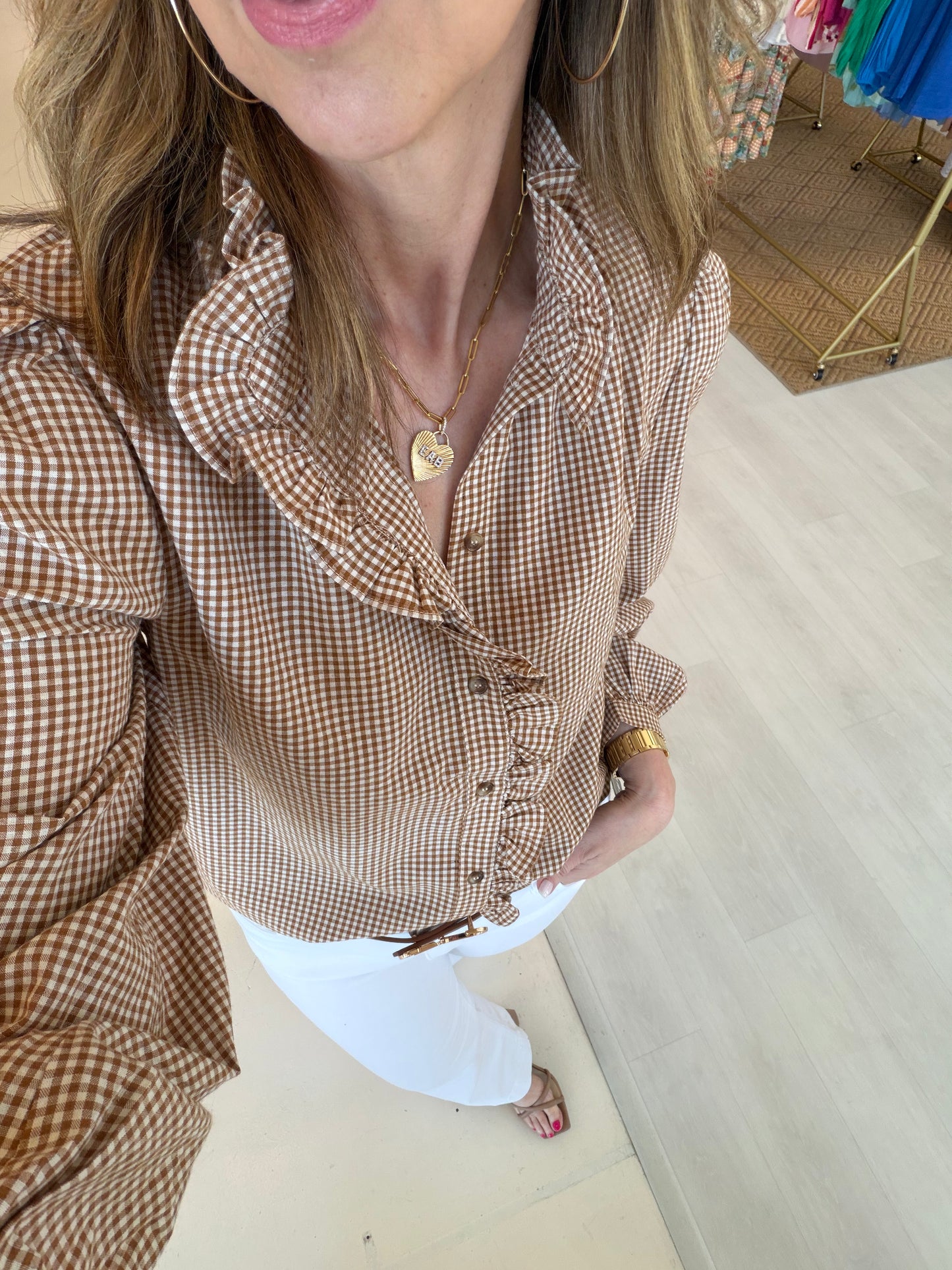 Printed Woven Top - Gingham print