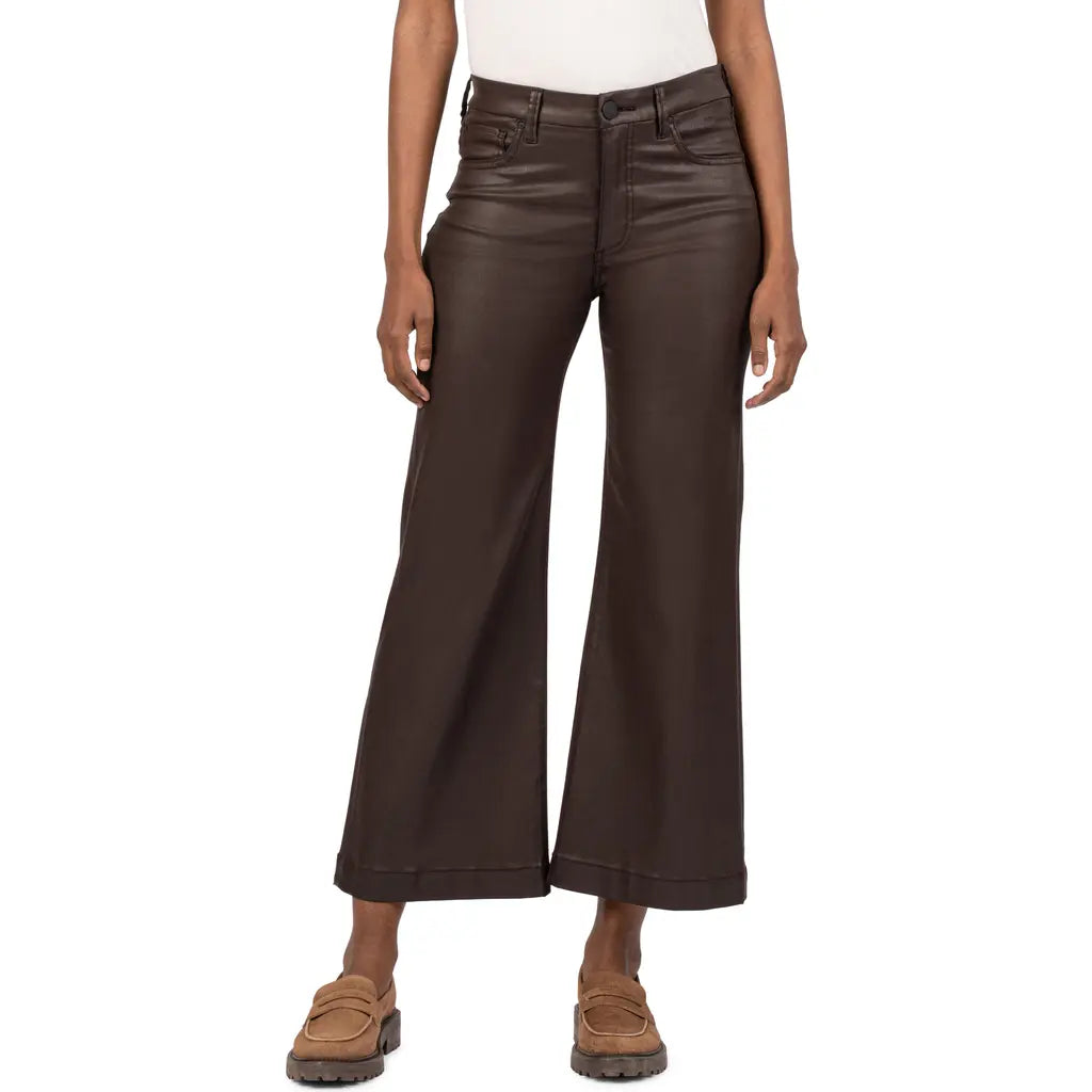 KUT Meg High Rise Fab Ab Wide Leg- Chocolate