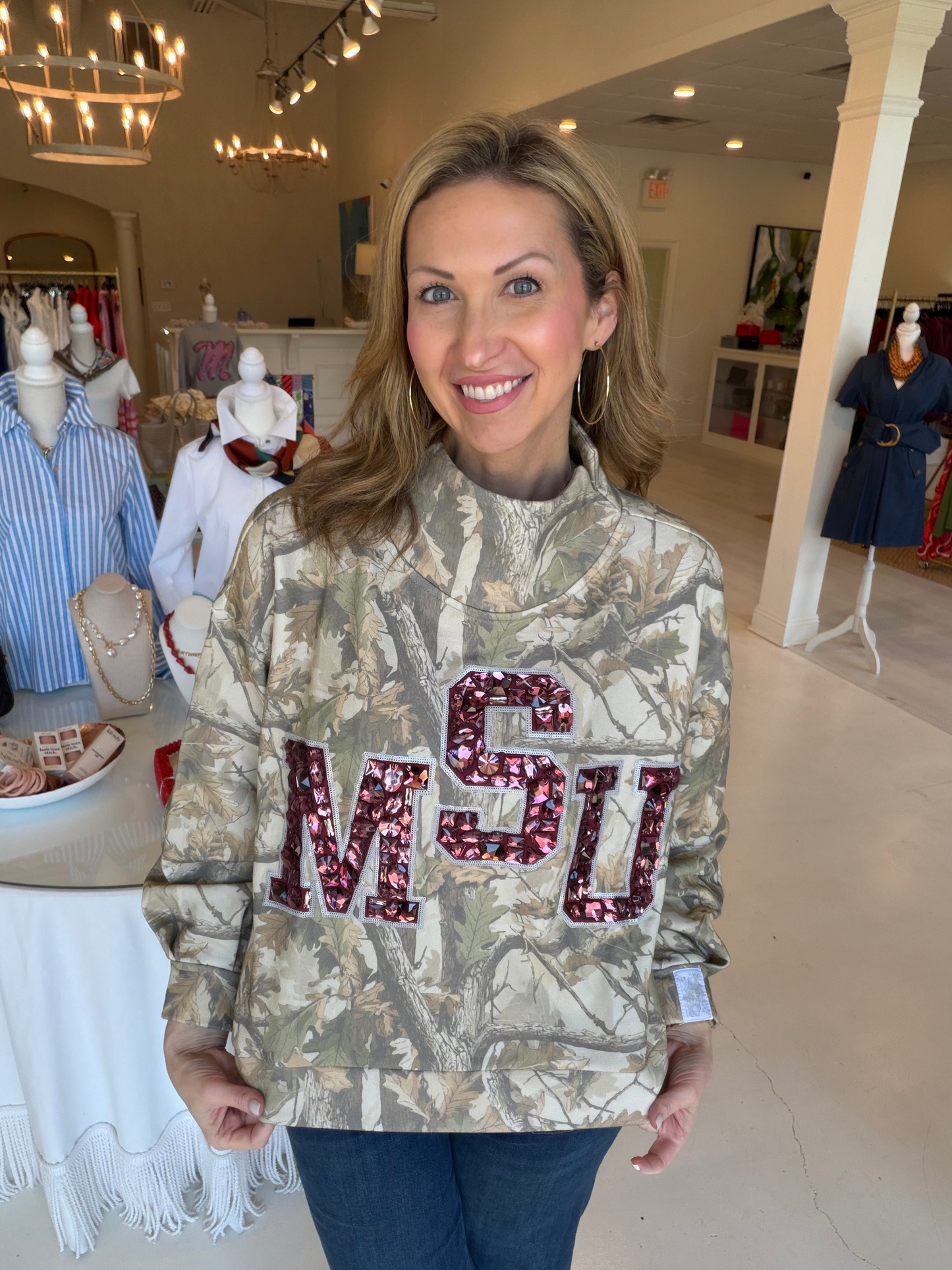 Queen of Sparkles Mississippi State Camo Sweatshirt
