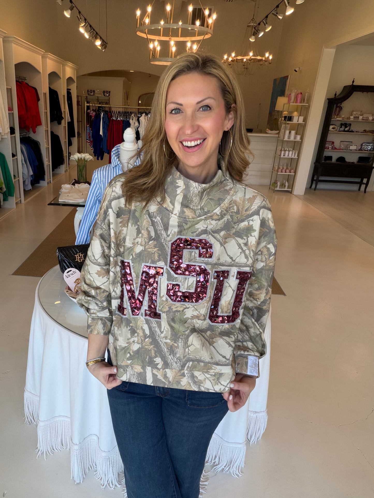Queen of Sparkles Mississippi State Camo Sweatshirt