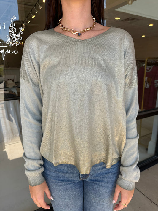 Gold Metallic Knit sweater