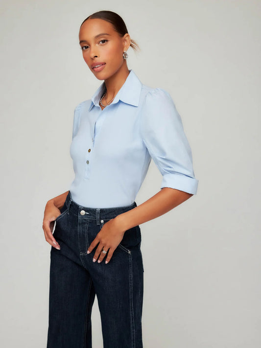 Fifteen Twenty Camden Contrast Pleat Sleeve Henley Top