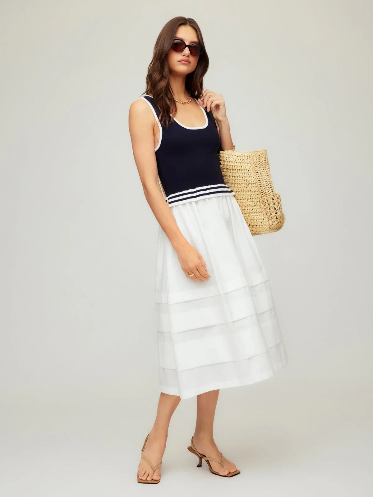Fifteen Twenty Thea Contrast midi dress