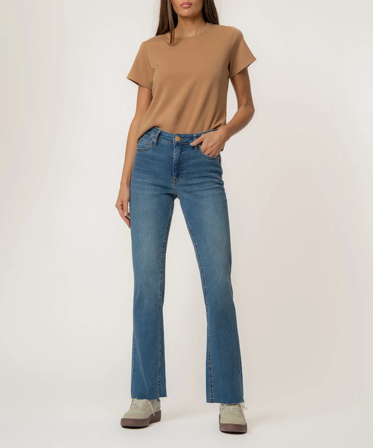 KUT Kelly High Rise Flare Raw Hem - Zest