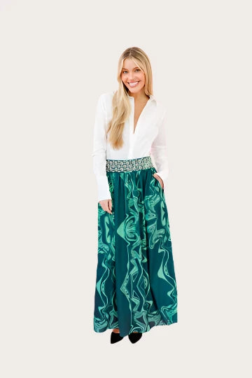 Sheridan French Lillian Skirt Emerald Marble